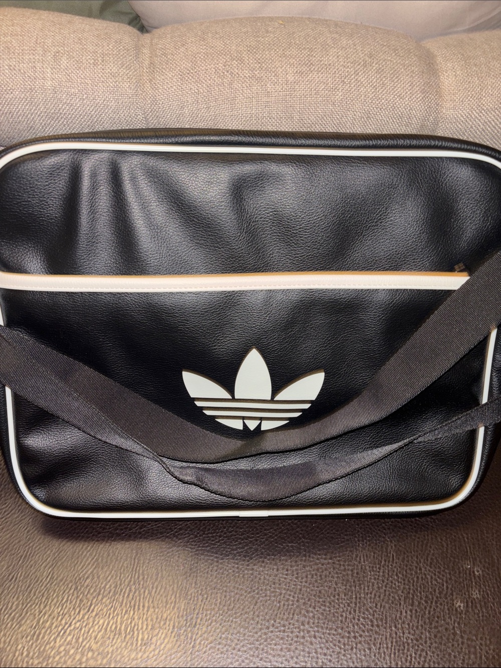 adidas Black and White Trefoil Messenger Bag